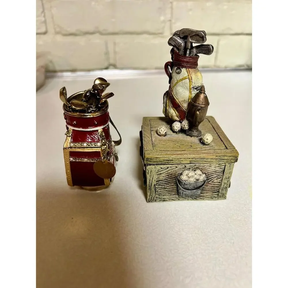 Golf BAG and Clubs Trinket Box‎ Things Remembered and Bonus Second Box